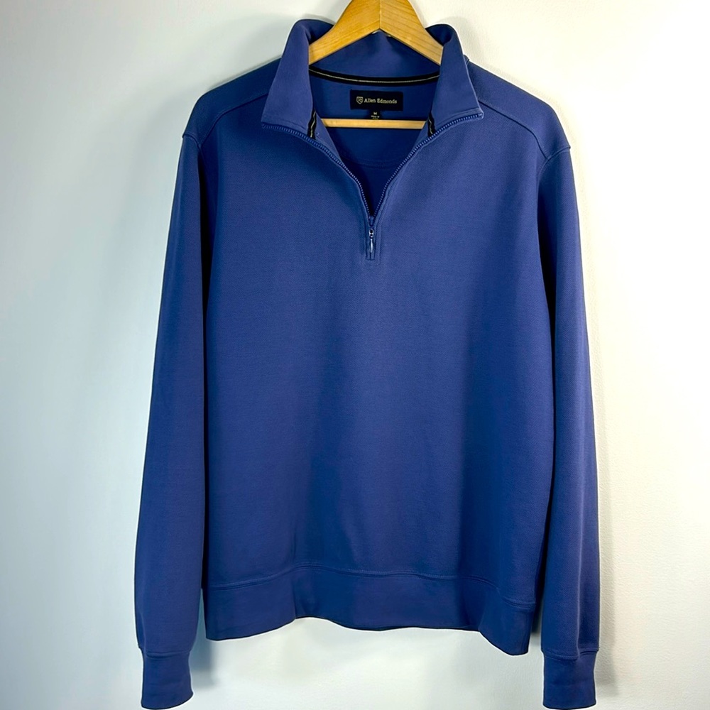 Allen Edmonds •M• 100% Pima Cotton Blue 1/4 Zip Mid Weight Sweater